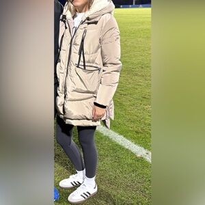 Sam Edelman Beige Puffer Jacket with Orange Lining